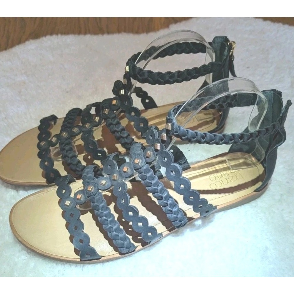 Franco Sarto Beryl Black Studded Gladiator Flat Sandals Women's Zip EU 41 US 11